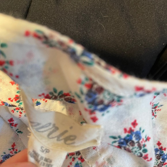 Aerie Floral Peasant Tunic Blouse White Long Sleeve Boho Peplum Size Small - Picture 7 of 7